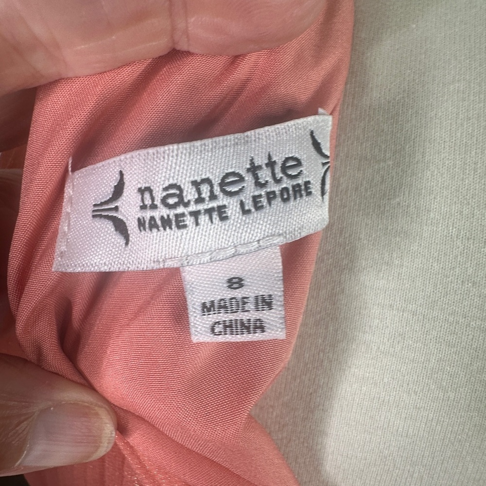 Nanette Lepore Iridescent Coral Pleated  Smocked Keyhole Close Cocktail Dress 8 - Picture 10 of 12